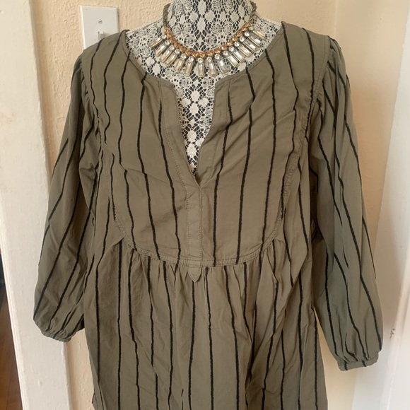 Lou & Grey Tops - Lou & Grey strip bib top with 3/4 sleeves